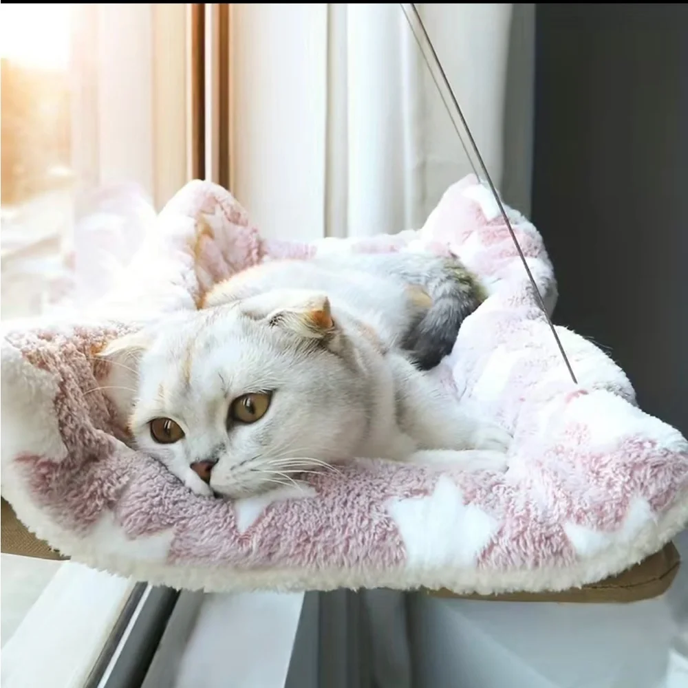 COPY - Cat Window Perch Hammock Seat. Large Cat Hammocks Bed with blanket.